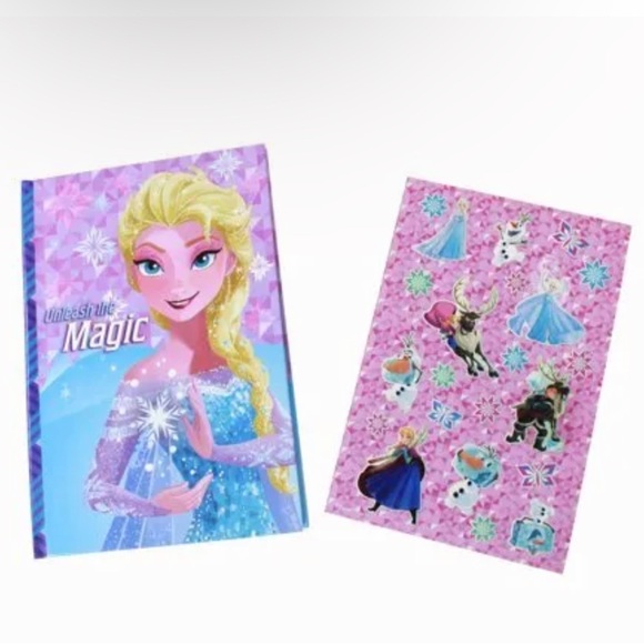 NEW Disney Frozen 2 Girls Sequin Diary Gift Set Fuzzy Pen Stickers Stamp & Glue - Picture 5 of 5